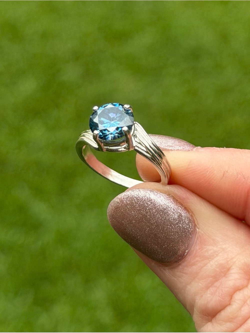 2CT Certified Blue Diamond Moissanite Solitaire Ring in 925 Sterling Silver Sz 7 - Picture 11 of 16
